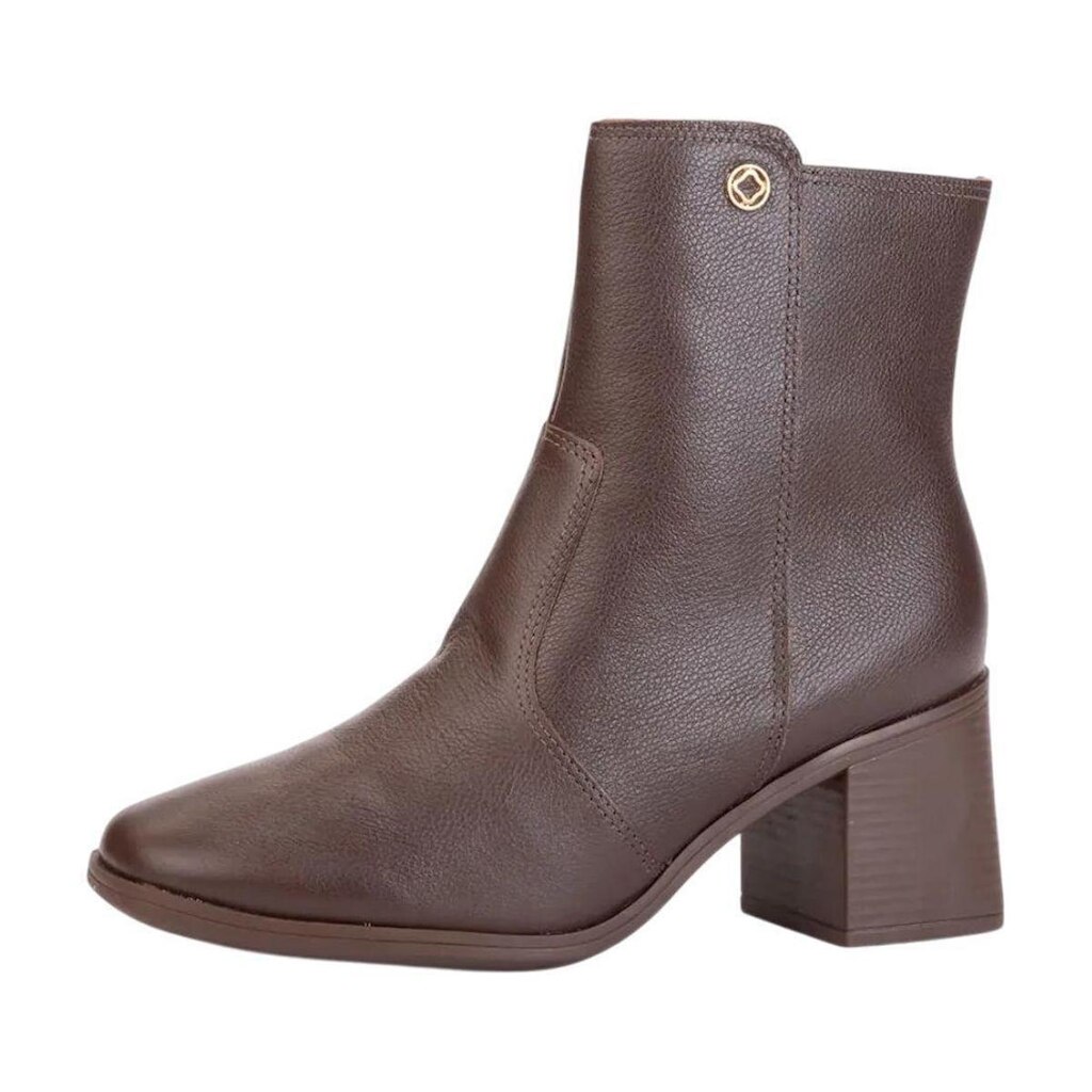 Bota Feminina Salto Baixo Bloco Couro Confortavel Bebece