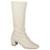 Bota Feminina Sretch Cano Alto Bico Quadrado Salto Grosso - Off White