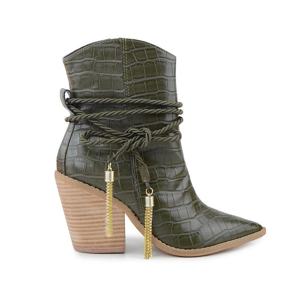 Bota Feminina Suzana Santos CB Verde Croco Army - 3560
