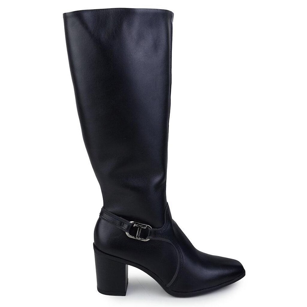 Bota Feminina Tanara Cano Longo Couro Preto - T9582