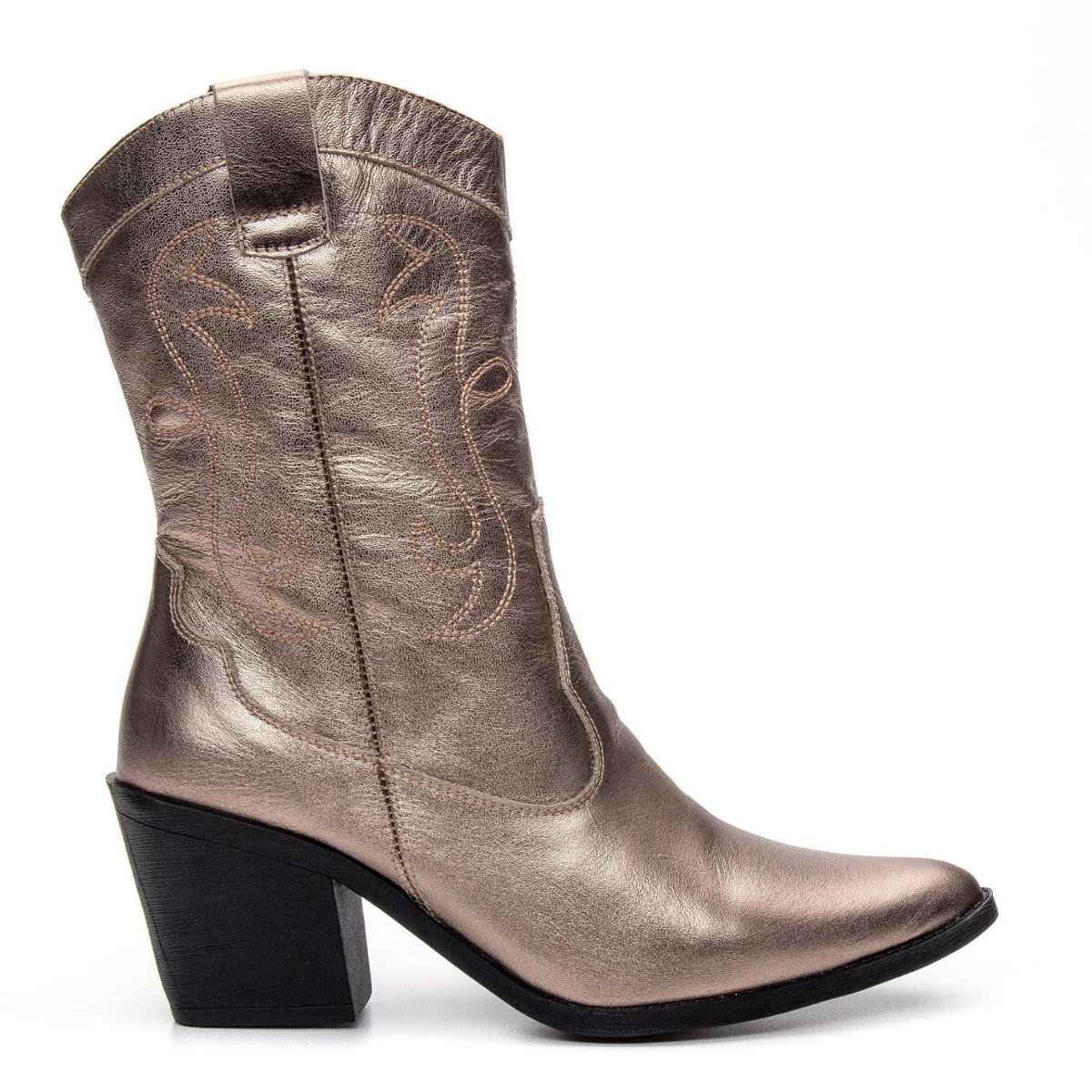 Bota Feminina Texana Country Western Bordada Bico Fino Couro Tendência Menor preço em Bota Feminina Texana Country Western Bordada Bico Fino Couro Tendência
