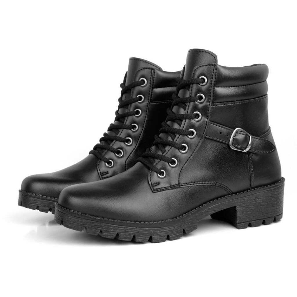 Bota Feminina Tratorada Cano Curto Salto Baixa