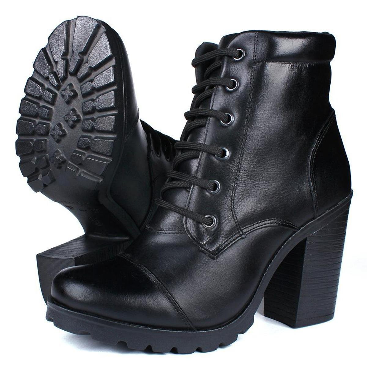 Bota Feminina Tratorada Cano Médio Couro Legitimo Menor preço em Bota Feminina Tratorada Cano Médio Couro Legitimo