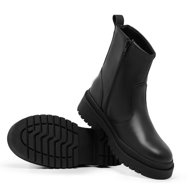 Bota Feminina Tratorada Chelsea C/ Zíper Cano Curto Lisa Fashion