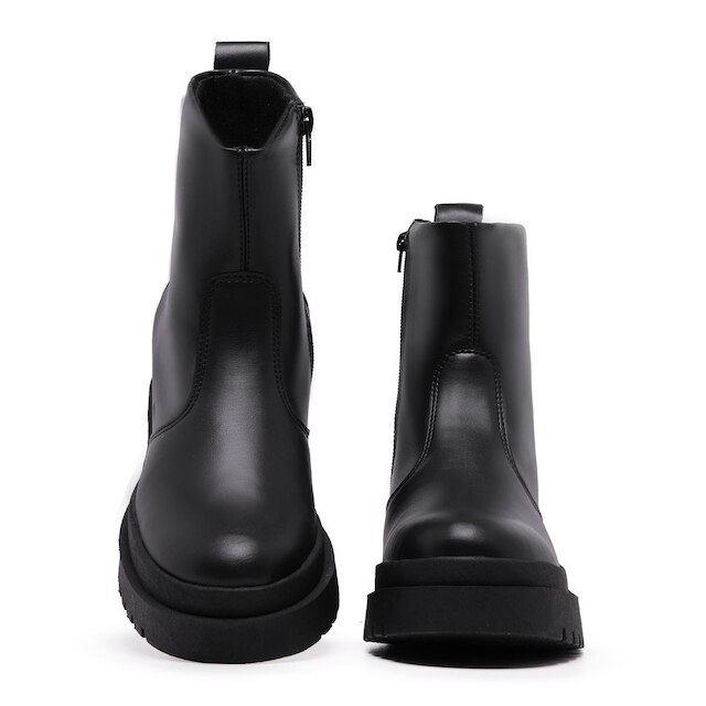 Bota Feminina Tratorada Chelsea C/ Zíper Cano Curto Lisa Fashion