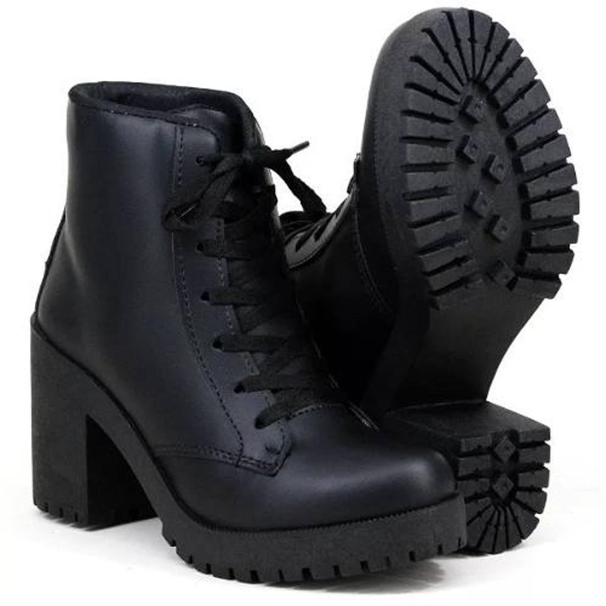 Bota Feminina Tratorada Fosca Coturno - Preto Menor preço em Bota Feminina Tratorada Fosca Coturno - Preto