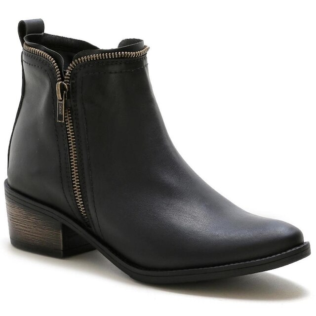 Bota Feminina Zíper Bico Fino Cano Médio Conforto Casual