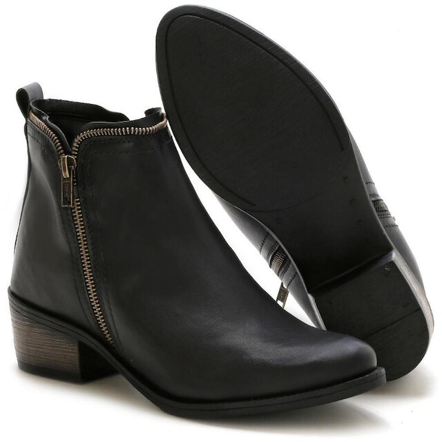 Bota Feminina Zíper Bico Fino Cano Médio Conforto Casual