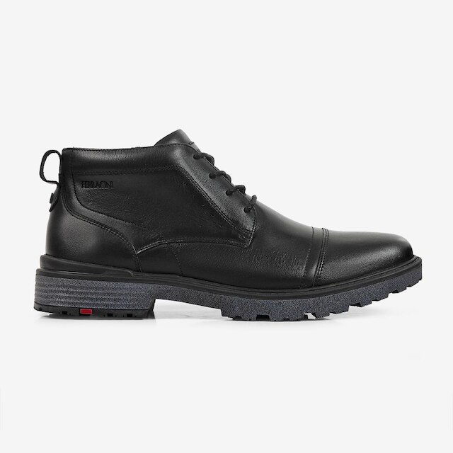 Bota Ferracini Atenas Masculina Couro Preto Cano médio