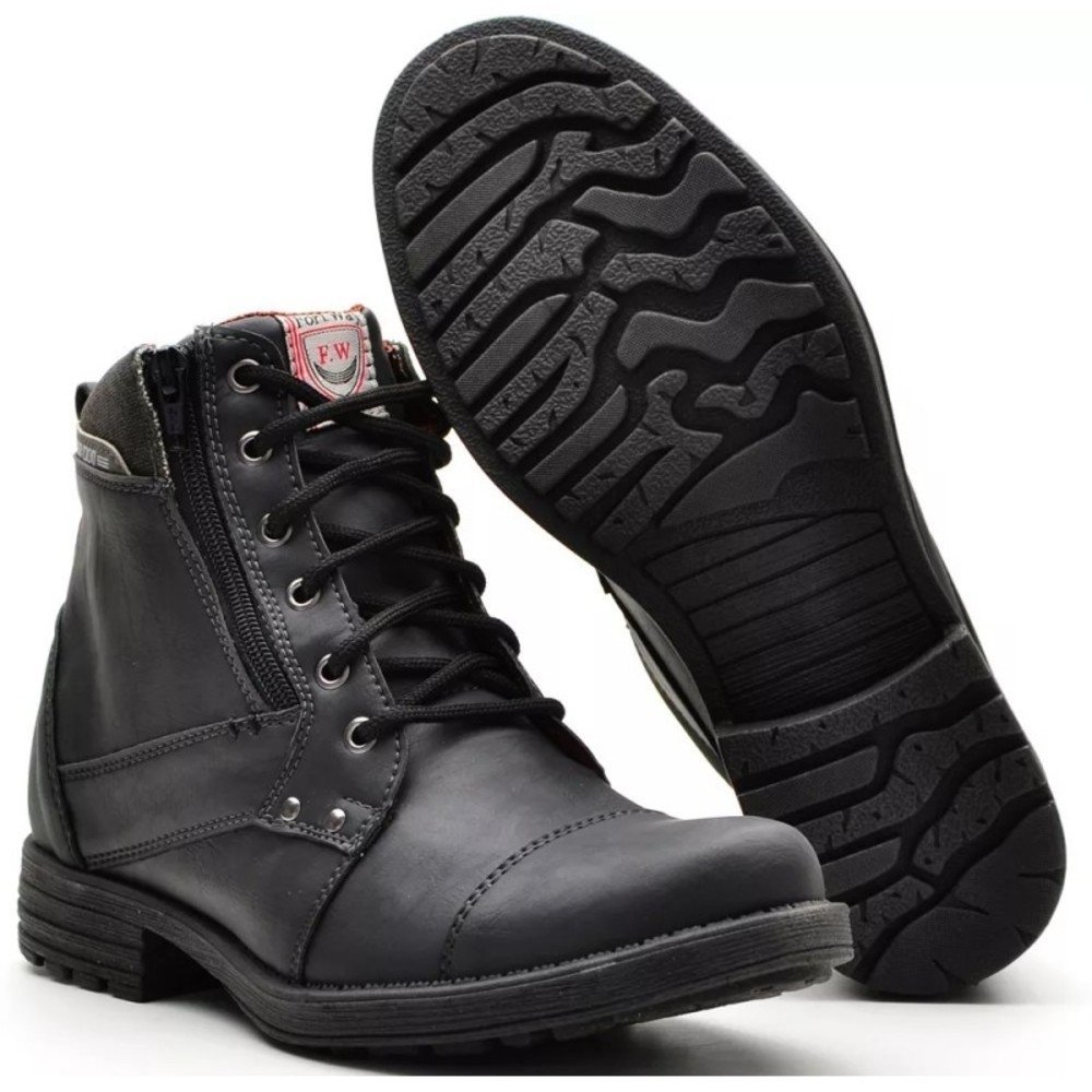 Bota Fort Way Zíper Masculina 2077 - Preto Menor preço em Bota Fort Way Zíper Masculina 2077 - Preto