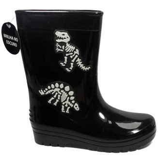 Bota Galocha Infantil Luelua Dino Brilha Escuro Menino 40577-07