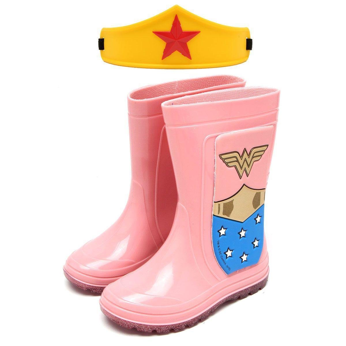 Bota Galocha Marvel Mulher Maravilha + Tiara - Rosa | Zattini