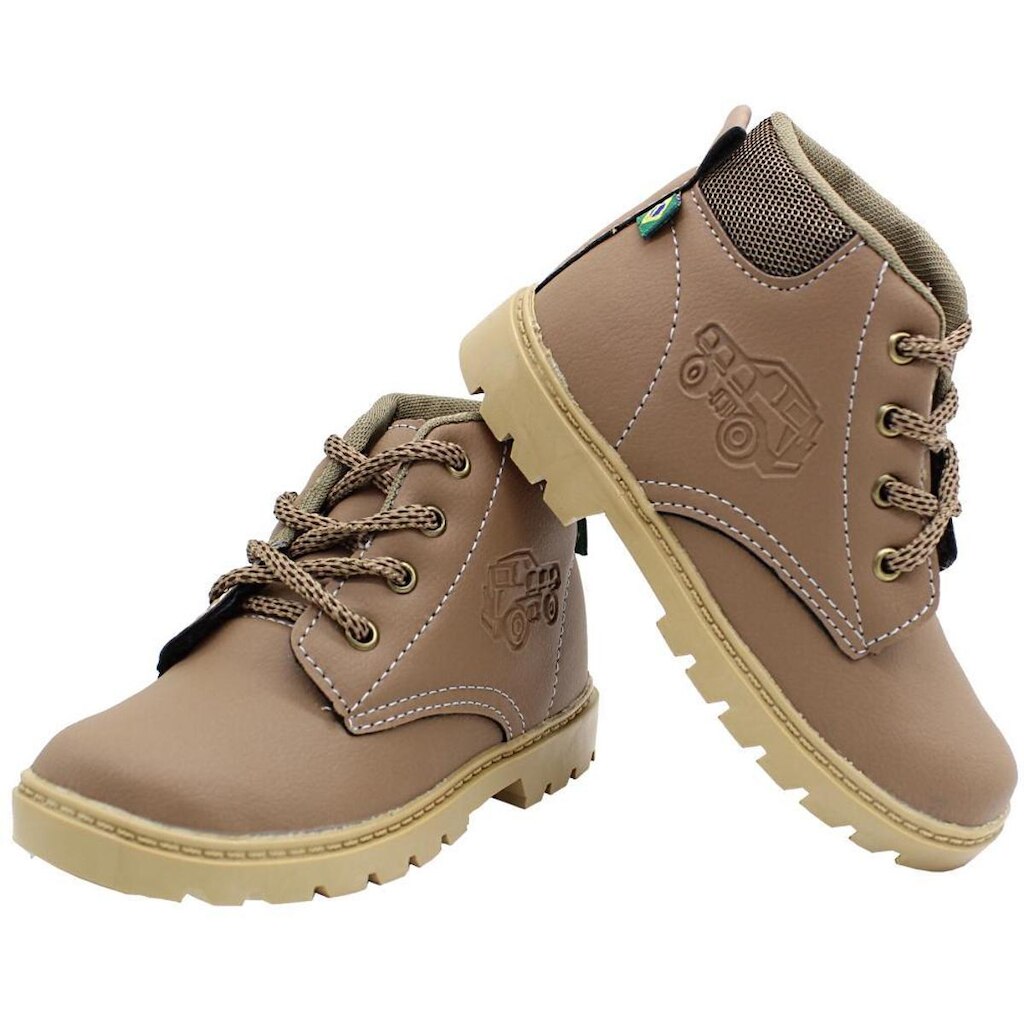Bota Gibizinho Adventure Infantil Coturno Marrom Claro Bege