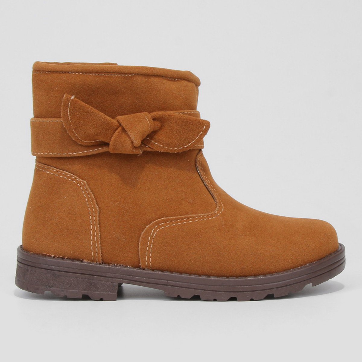 Bota Infantil Biker Cano Curto Kurz Nó Camurça Feminina - Caramelo Menor preço em Bota Infantil Biker Cano Curto Kurz Nó Camurça Feminina - Caramelo