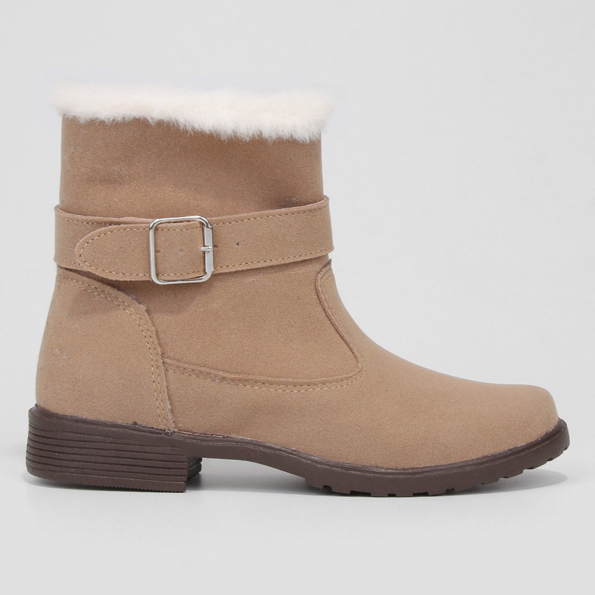 Bota Infantil Biker Cano Curto Kurz Pelo Camurça Feminina - Bege Menor preço em Bota Infantil Biker Cano Curto Kurz Pelo Camurça Feminina - Bege