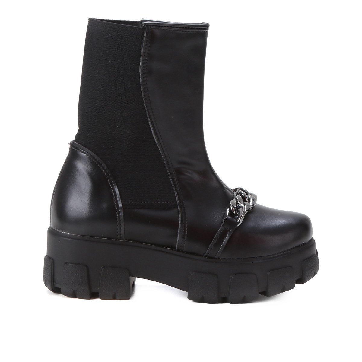 Bota Infantil Chelsea Cano Médio Menina fashion Com Corrente Onix Feminina - Preto Menor preço em Bota Infantil Chelsea Cano Médio Menina fashion Com Corrente Onix Feminina - Preto