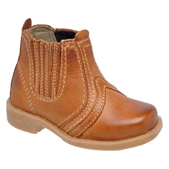 Bota Infantil F-1000 Em Couro Látego Com Solado Em Borracha
