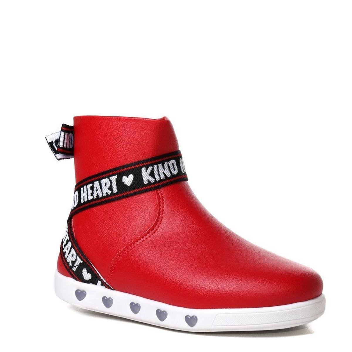 Bota Infantil Feminino Cano Curto Pampili Com Luz Led - Vermelho Menor preço em Bota Infantil Feminino Cano Curto Pampili Com Luz Led - Vermelho