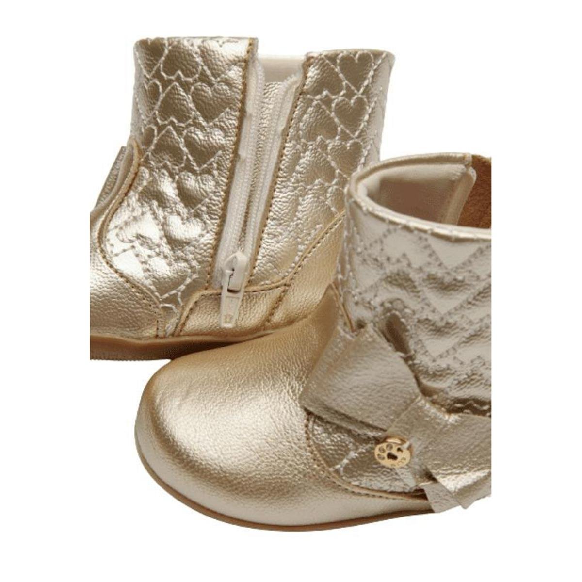 Bota Infantil Klin Rock Rosa Com Laço Xadrez - Dourado | Zattini