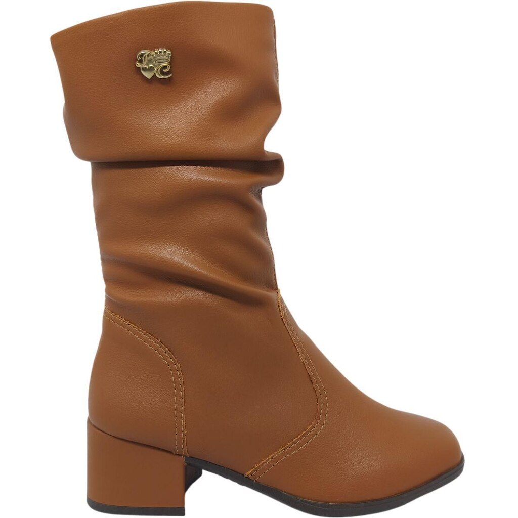 Bota Infantil Menina Casual Dia a Dia Passeio Escola Sitio Bico Quadrado Salto Médio Cano Médio Pink