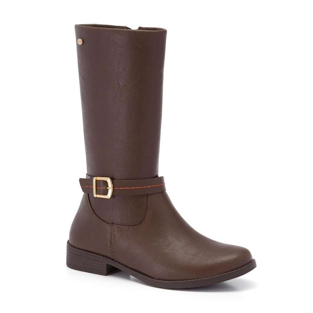 Bota Infantil Menina Klin Atena Fivela Cano Alto Carvalho