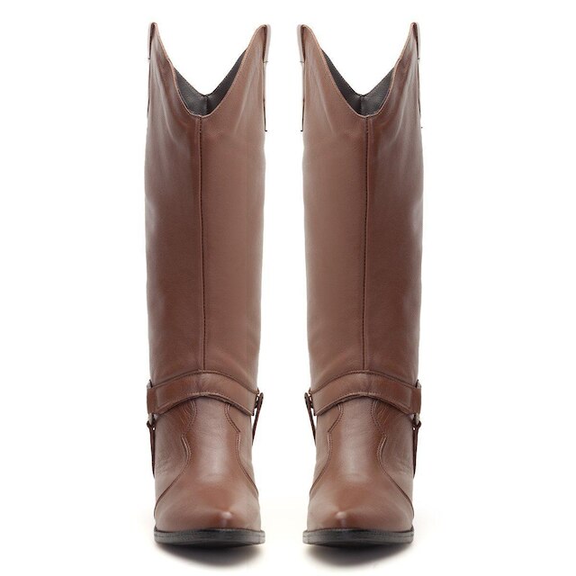 Bota Iris Texana 2 Em 1 Cano Alto E Baixo Couro Chocolate