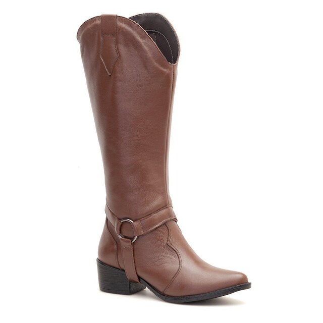 Bota Iris Texana 2 Em 1 Cano Alto E Baixo Couro Chocolate