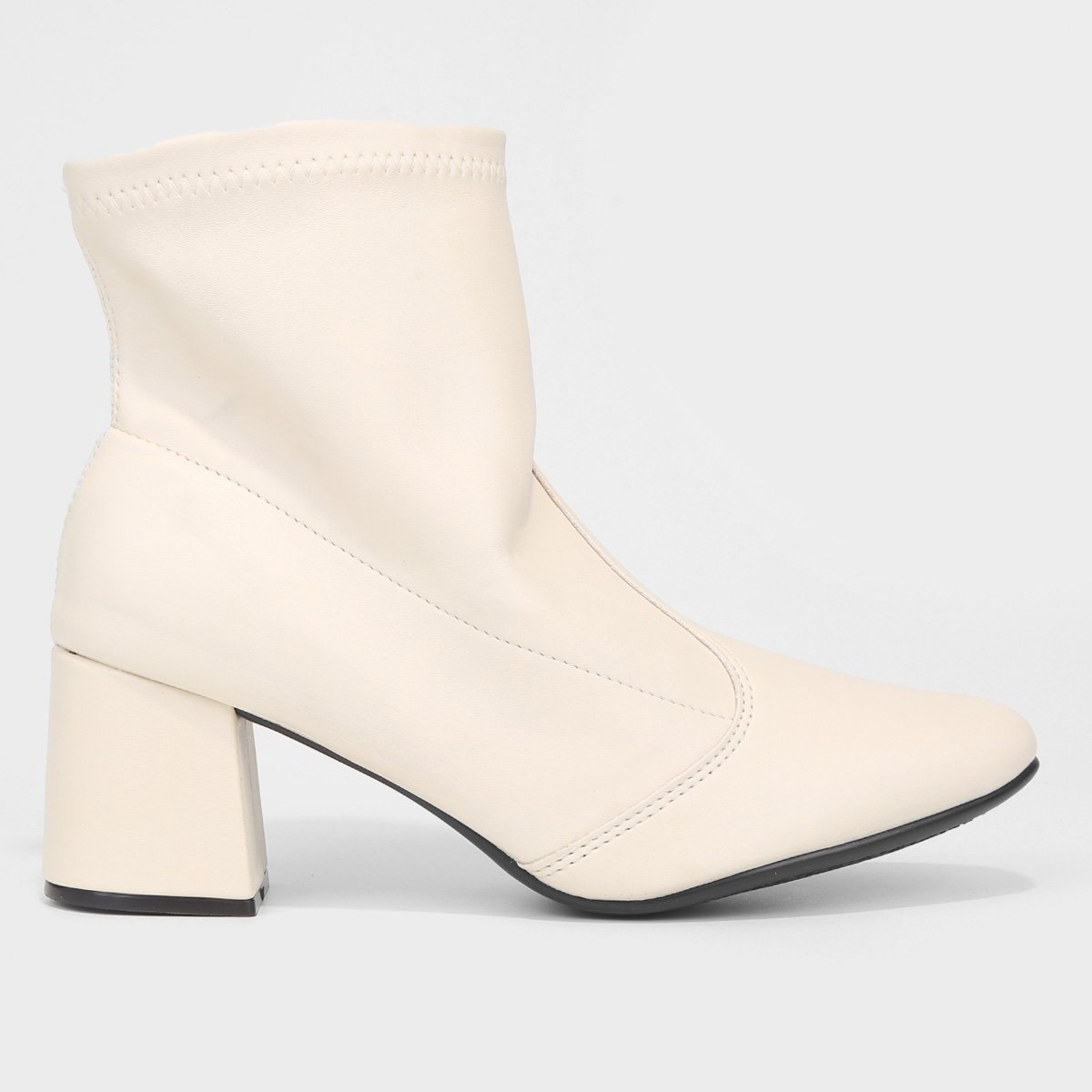 Bota Knit Cano Curto Beira Rio Feminina - Off White Menor preço em Bota Knit Cano Curto Beira Rio Feminina - Off White