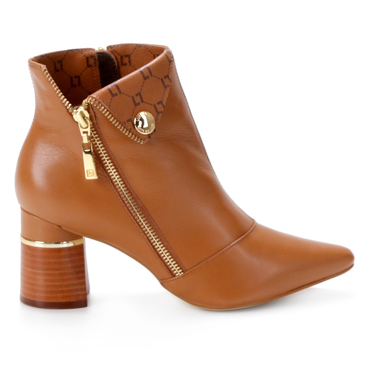 Bota Luz da Lua Cano Curto Zíper Lateral Feminina - Caramelo Menor preço em Bota Luz da Lua Cano Curto Zíper Lateral Feminina - Caramelo