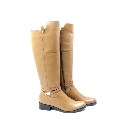 Bota Luz da Lua Cano Longo Feminino - Bege