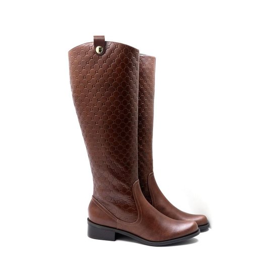 Bota Luz da Lua Cano Longo Feminino - Marrom Escuro