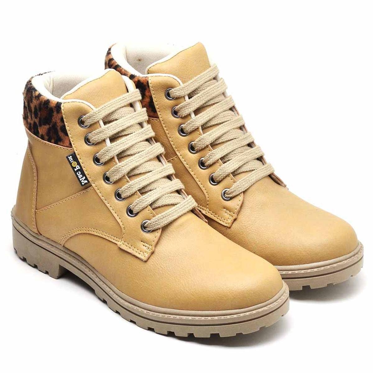 Bota Mac Point Coturno Oncinha Feminina - Amarelo Menor preço em Bota Mac Point Coturno Oncinha Feminina - Amarelo