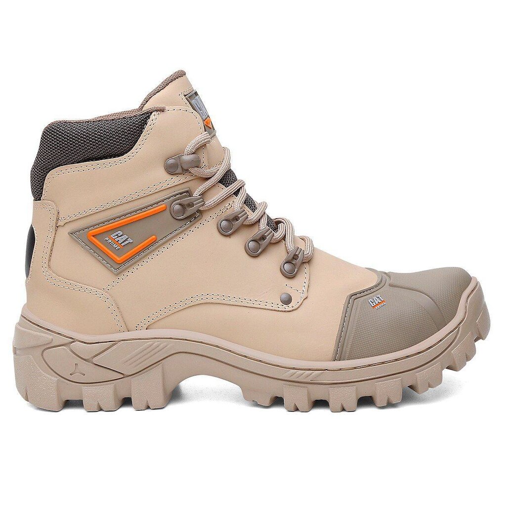 Bota Masculina Adventure Coturno De Couro Com Ca Areia C/ Laranja