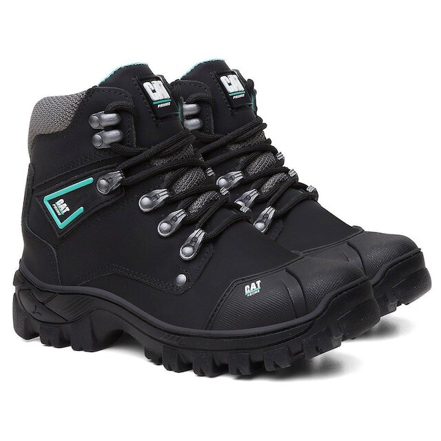 Bota Masculina Adventure Coturno De Couro Com Ca Preto Com Verde