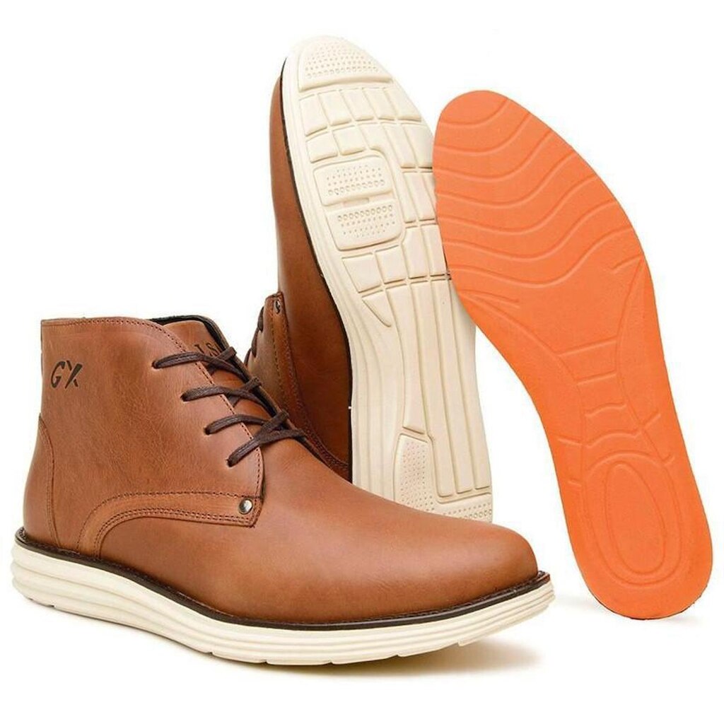 Bota Masculina Ankleboot Chunky Em Couro Com Palmilha Gel Ortopédica 100