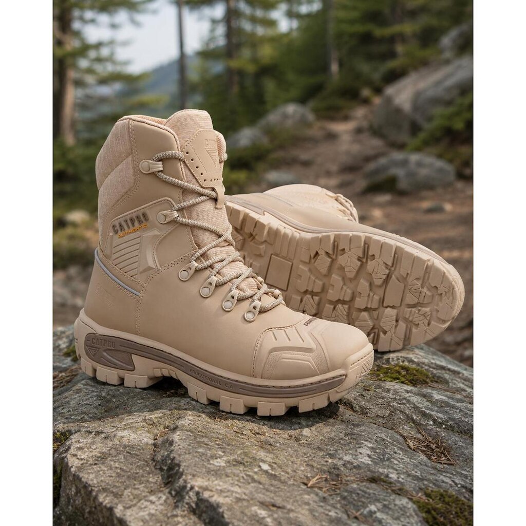 Bota Masculina Cano Alto de Couro Legitimo Nobre Solado Tratorado Biqueira Frontal Coturno Trabalho