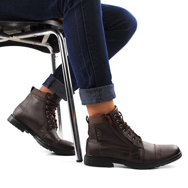 Bota Masculina Casual Cano Curto Cadarço Conforto Coturno