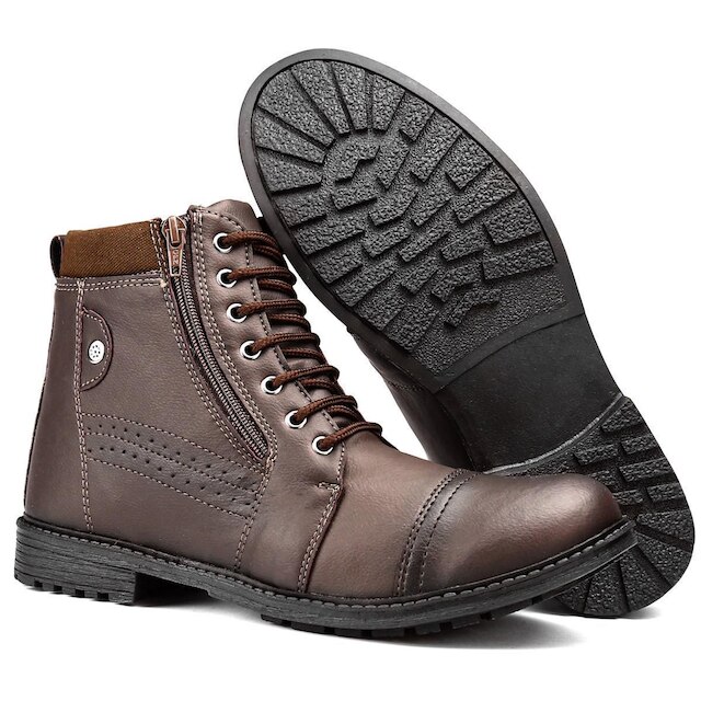 Bota Masculina Casual Cano Curto Cadarço Conforto Coturno