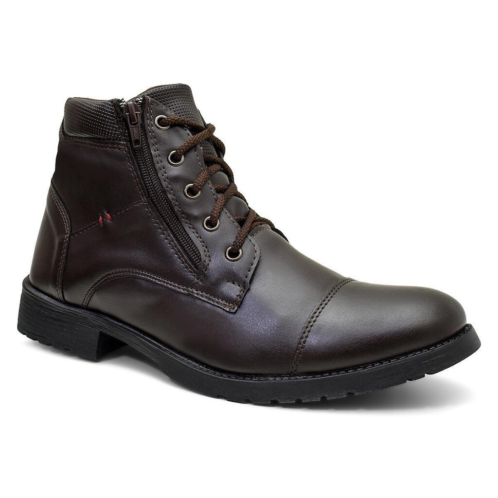 Bota Masculina Coturno Casual Couro Sintético Zíper Lateral Antiderrapante Confortável