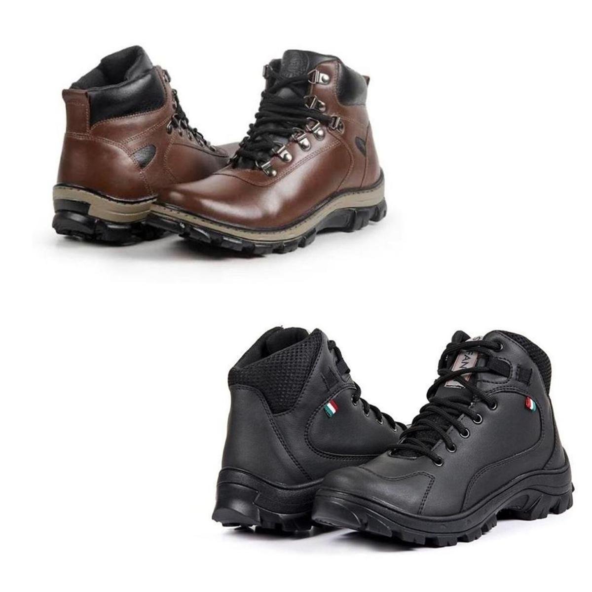 Bota Coturno Masculino Kit Coturno Carteira Couro Zart Café Bota