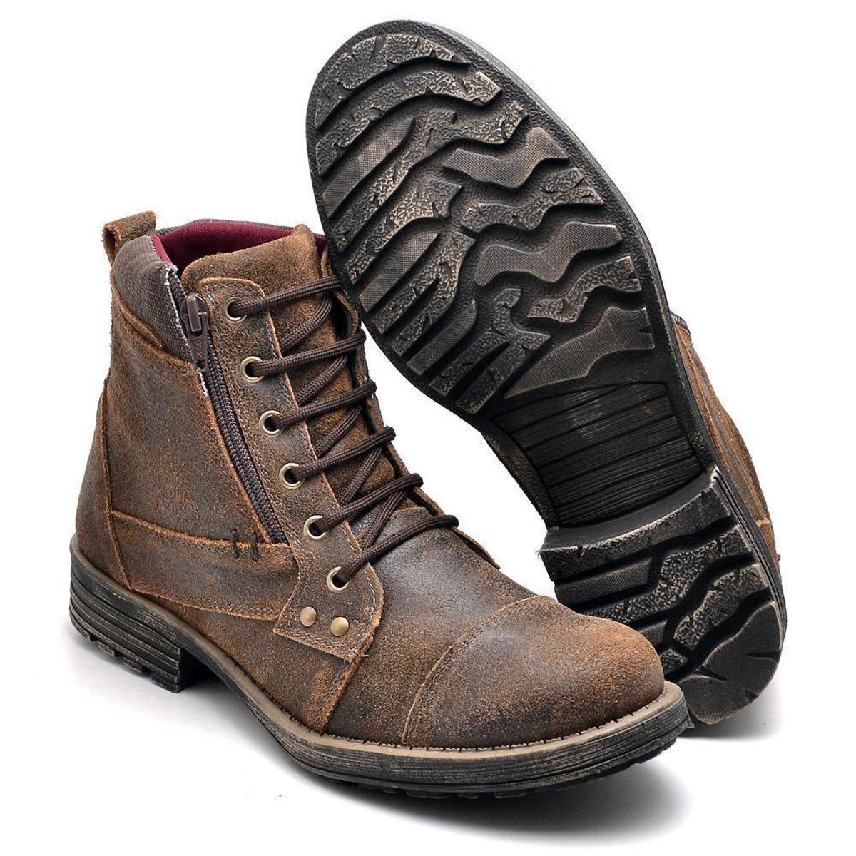 Bota Masculina Coturno Couro Legitimo Casual Gasto Cafe Menor preço em Bota Masculina Coturno Couro Legitimo Casual Gasto Cafe