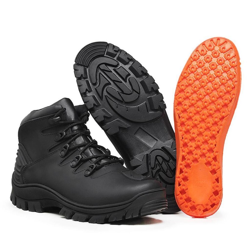 Bota Masculina Couro Legitimo Preta Protetor De Marcha 990