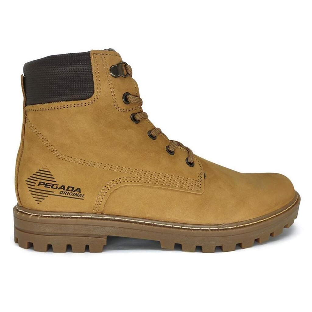 Bota Masculina Couro Pegada Cano Curto Caramelo com Zíper