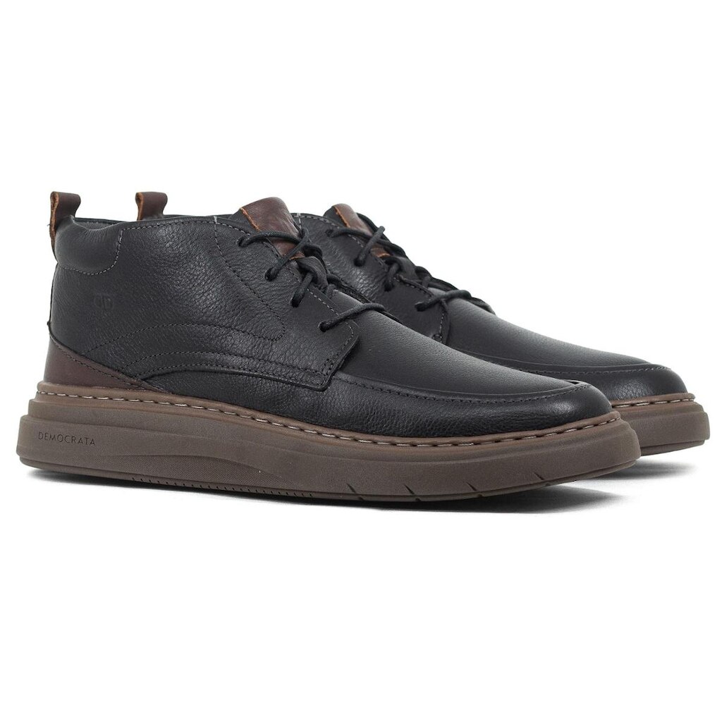 Bota Masculina Democrata Denim Clash Couro Com Cadarço Confortável 240302 240001