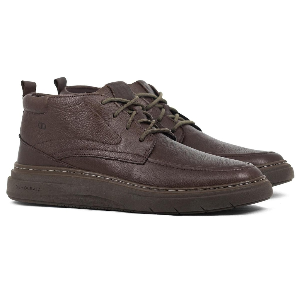 Bota Masculina Democrata Denim Clash Couro Com Cadarço Confortável 240302 240001