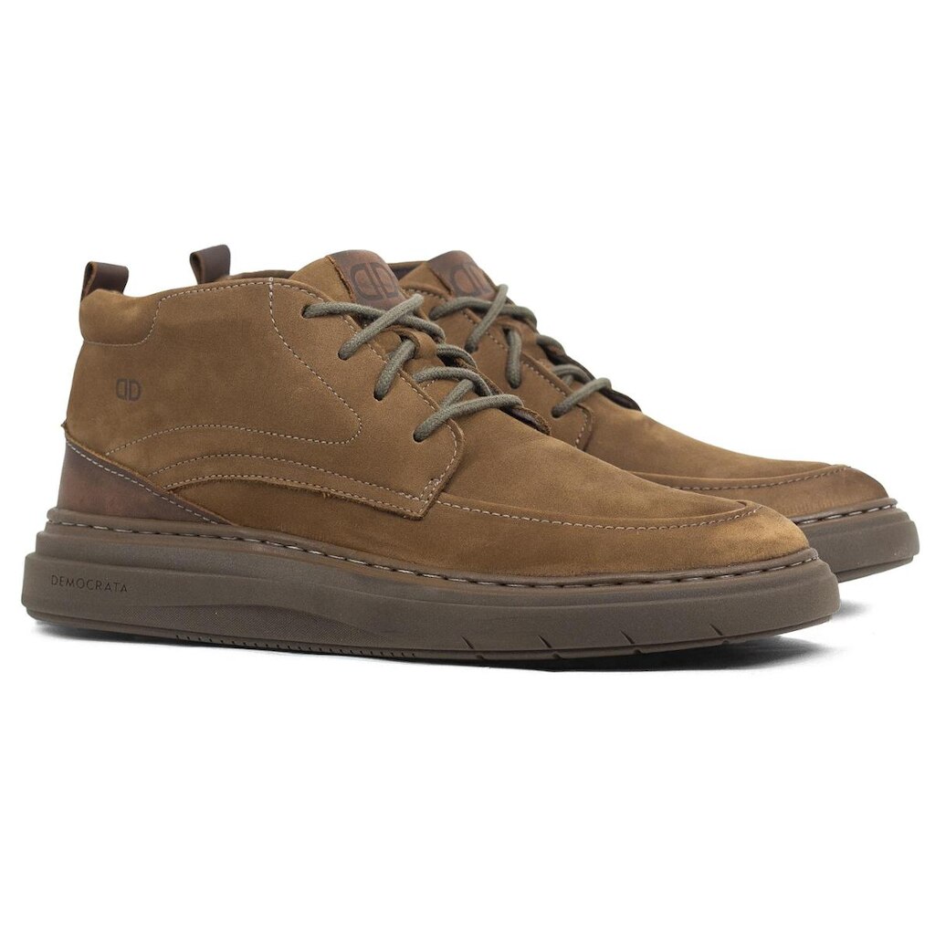 Bota Masculina Democrata Denim Clash Couro Com Cadarço Confortável 240302 240001