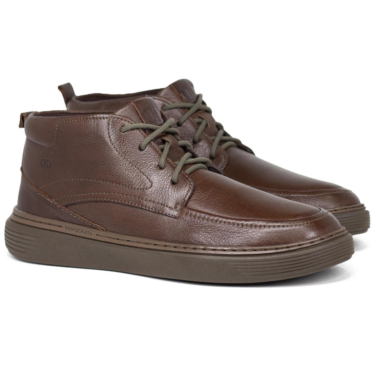 Bota Masculina Democrata Denim Clash Couro Com Cadarço Confortável 240302 Menor preço em Bota Masculina Democrata Denim Clash Couro Com Cadarço Confortável 240302