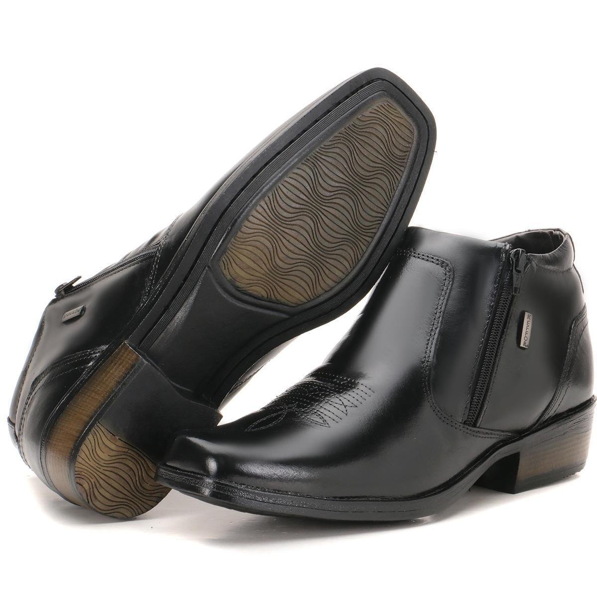 Bota Masculina em Couro Country Cano Baixo Espumada