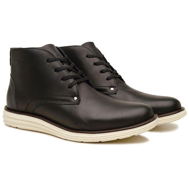 Bota Masculina Em Couro Raphaello Footwear Canela Black