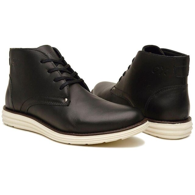 Bota Masculina Em Couro Raphaello Footwear Canela Black